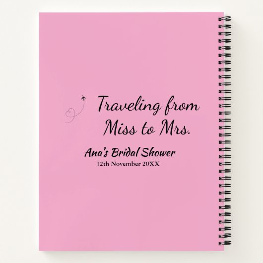 Travel Brautparty Namensdatum fehlen Frau Sim Notizblock (Rückseite)