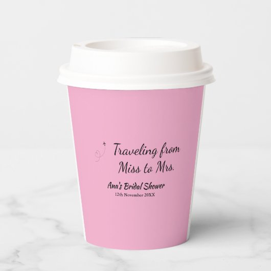 Travel Brautparty Namensdatum fehlen Frau Sim Pappbecher (Rückseite)