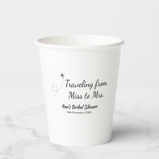 Travel Brautparty Namensdatum fehlen Frau Sim Pappbecher (Rückseite)