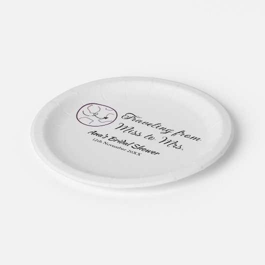 Travel Brautparty Namensdatum fehlen Frau Sim Pappteller (Schrägansicht)