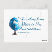 Travel Brautparty Namensdatum fehlen Frau Sim Postkarte (Rückseite)