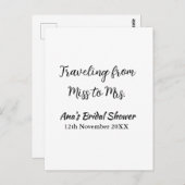 Travel Brautparty Namensdatum fehlen Frau Sim Postkarte (Vorne/Hinten)