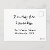 Travel Brautparty Namensdatum fehlen Frau Sim Postkarte (Rückseite)