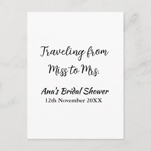 Travel Brautparty Namensdatum fehlen Frau Sim Postkarte (Vorderseite)