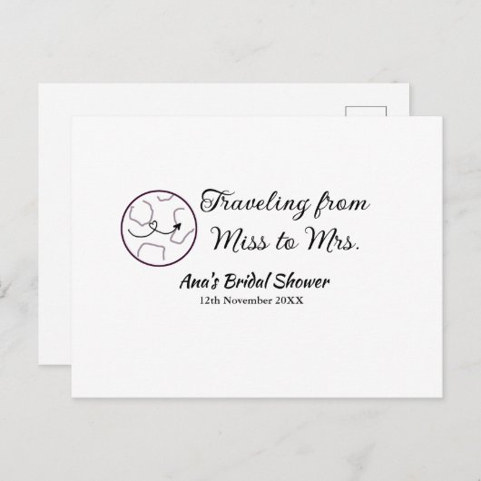 Travel Brautparty Namensdatum fehlen Frau Sim Postkarte (Vorne/Hinten)