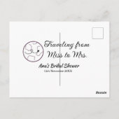 Travel Brautparty Namensdatum fehlen Frau Sim Postkarte (Rückseite)