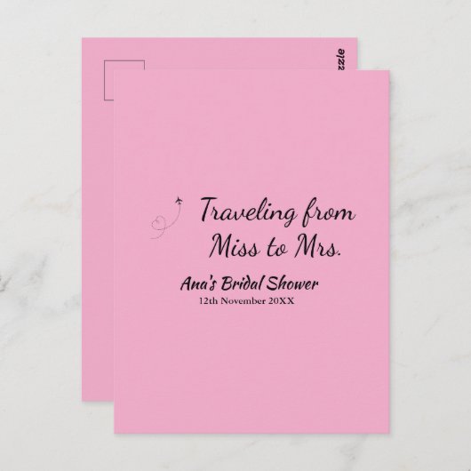 Travel Brautparty Namensdatum fehlen Frau Sim Postkarte (Vorne/Hinten)