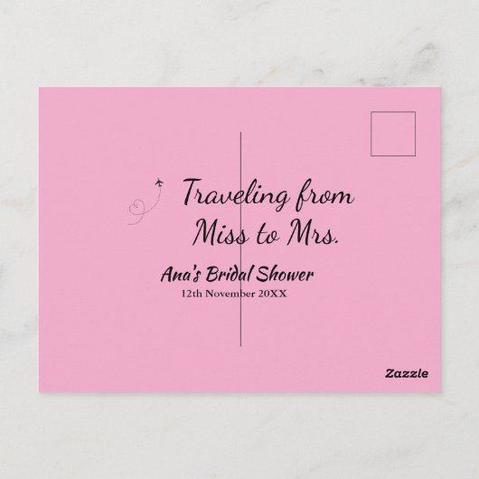 Travel Brautparty Namensdatum fehlen Frau Sim Postkarte (Rückseite)