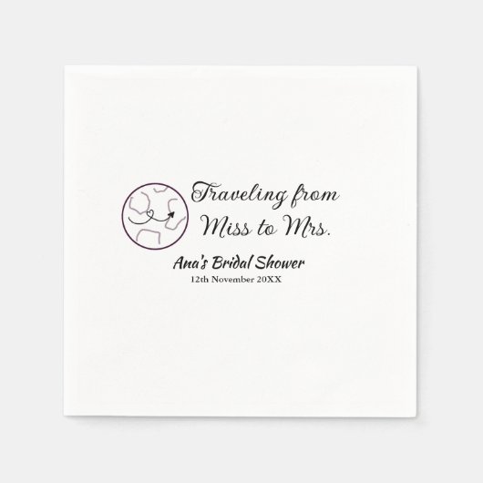 Travel Brautparty Namensdatum fehlen Frau Sim Serviette (Vorderseite)