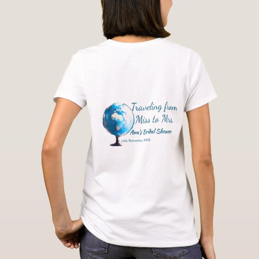 Travel Brautparty Namensdatum fehlen Frau Sim T-Shirt (Rückseite)