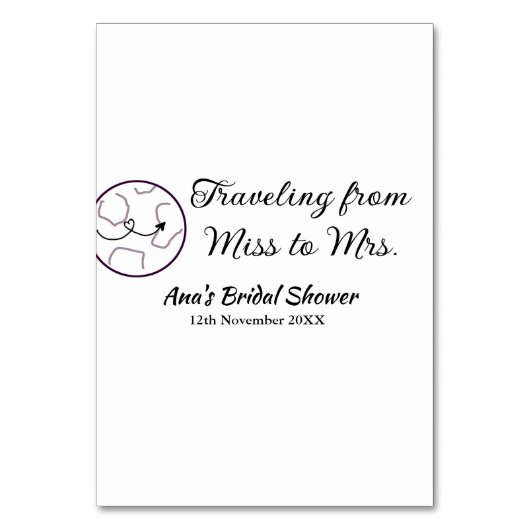 Travel Brautparty Namensdatum fehlen Frau Sim Tischnummer (Rückseite)