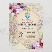 Travel Bridal Dusche Einladung Floral (Vorne/Hinten)