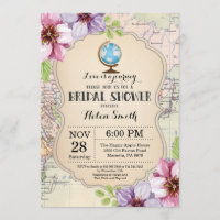 Travel Bridal Dusche Einladung Floral