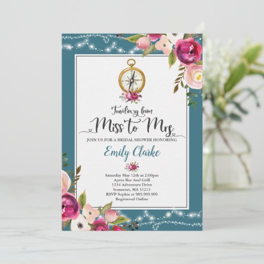 Travel Bridal Dusche Einladung Frau Dusche (Stehend Vorderseite)