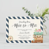 Travel Bridal Dusche Einladung Miss an Mrs. Navy (Stehend Vorderseite)