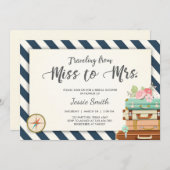 Travel Bridal Dusche Einladung Miss an Mrs. Navy (Vorne/Hinten)