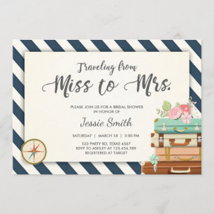 Travel Bridal Dusche Einladung Miss an Mrs. Navy
