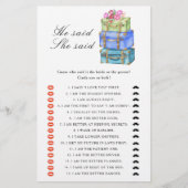 Travel bridal shower - He said she said game (Vorderseite)