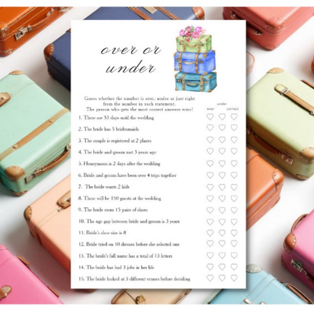 Travel Bridal shower  Over or under game (Von Creator hochgeladen)