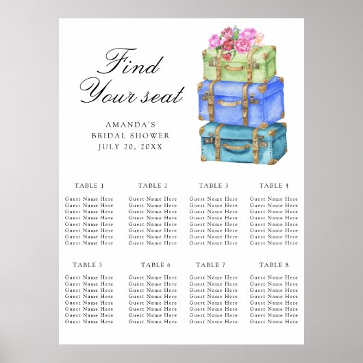 Travel Bridal shower Wedding seating chart Poster (Vorne)
