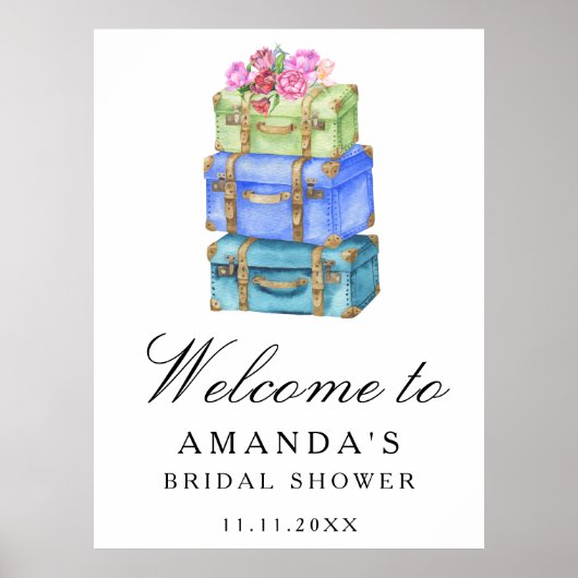 Travel bridal shower welcome sign poster (Vorne)