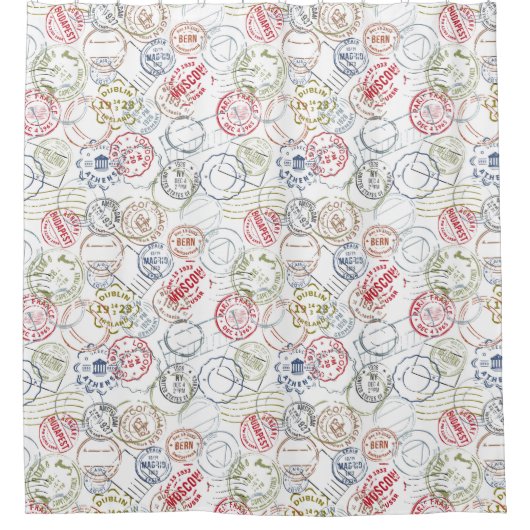 Travel Briefmarke Duschvorhang (Vorderseite)