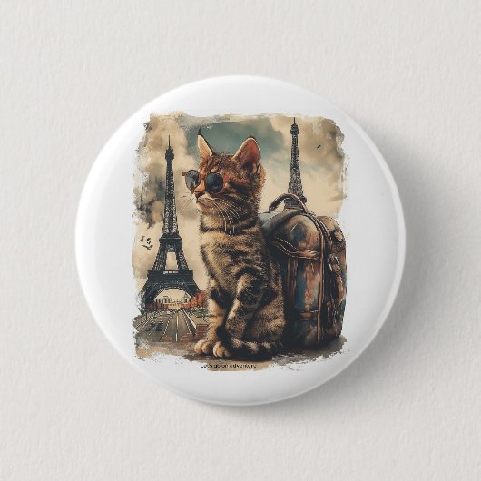 Travel Buddy Cat Button (Vorderseite)