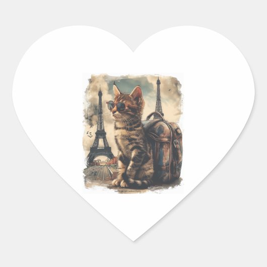 Travel Buddy Cat Herz-Aufkleber (Vorderseite)