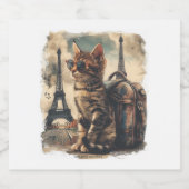 Travel Buddy Cat Schaumweinetikett (Einzelnes Label)