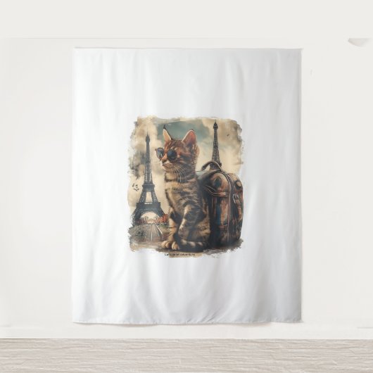 Travel Buddy Cat Wandteppich (Vorderseite)