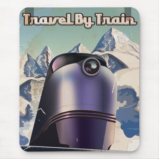 Travel By Train Sci-Fi Vintage Kunst Mousepad (Vorne)