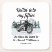 Travel Classic Motorbike Rolling 50th Birthday Rechteckiger Pappuntersetzer (Vorderseite)