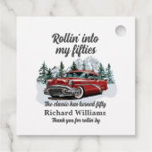 Travel Classic Retro Car Rolling 50. Geburtstag Geschenkanhänger (Rückseite)