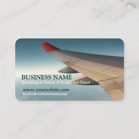 Travel Consultant Flugzeug Wing Business Card Visitenkarte (Rückseite)