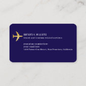 Travel Consultant Gold Map einfach dunkelblau Visitenkarte (Rückseite)