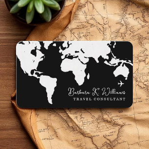 Travel Consultant Worldmap b&w Visitenkarte