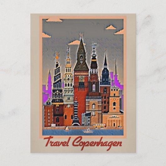 Travel Copenhagen, Dänemark Postkarte (Vorderseite)
