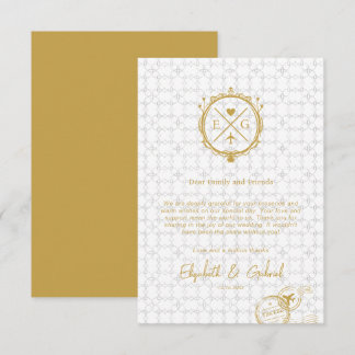 Travel Destination Wedding Gold Dankeskarte