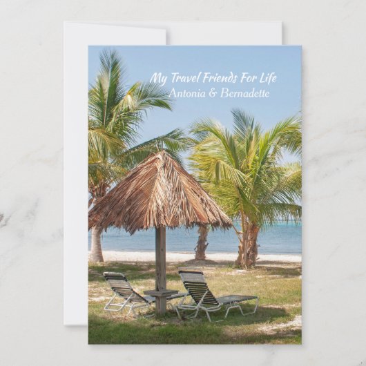 Travel Friends Beach Palm Trees Personalize Dankeskarte (Vorderseite)