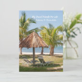 Travel Friends Beach Palm Trees Personalize Dankeskarte (Stehend Vorderseite)