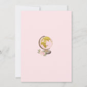 Travel Girl Baby Dusche Pink Gold Floral Adventure Einladung (Rückseite)