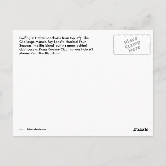 Travel Hawaii Fore Golf Postkarte (Rückseite)