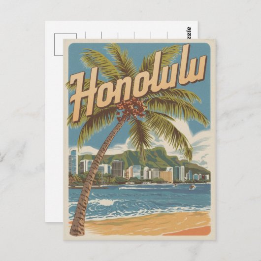 Travel Honululu, Hawaii tropische Strandgeschenke Postkarte (Vorne/Hinten)