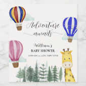 Travel Hot Air Ballon Jungle Giraffe Babydusche Weinetikett (Einzelnes Label)