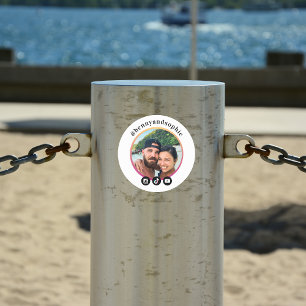 Travel Influencer Foto Hashtag Social Media Icons Runder Aufkleber