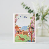 Travel Japan by Train Vintage Postkarte (Stehend Vorderseite)