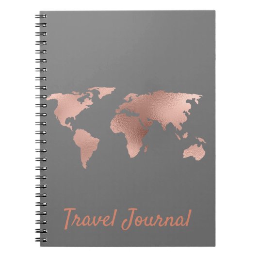 Travel Journal Hübsche Rose Goldene Karte Notizblock (Vorderseite)