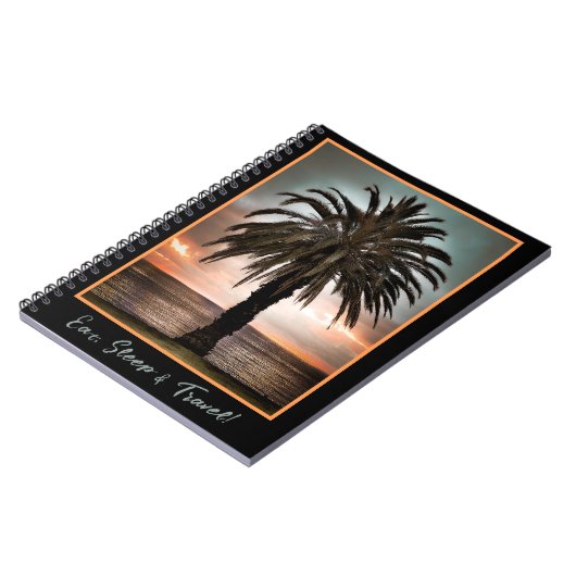 Travel Journal Palm Tree und Sunset Notebook Notizblock (Linke Seite)