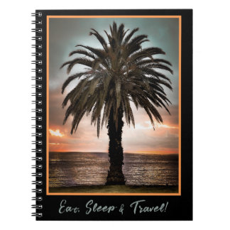 Travel Journal Palm Tree und Sunset Notebook Notizblock