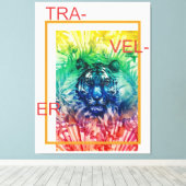 Travel Jungle Wild Tiger Tropical Blätter Leinwanddruck (Insitu (Holzboden))